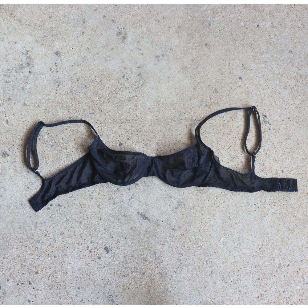 Vintage Victoria's Secret Black Sheer Mesh Underwire Bra 34B Y2K Lingerie